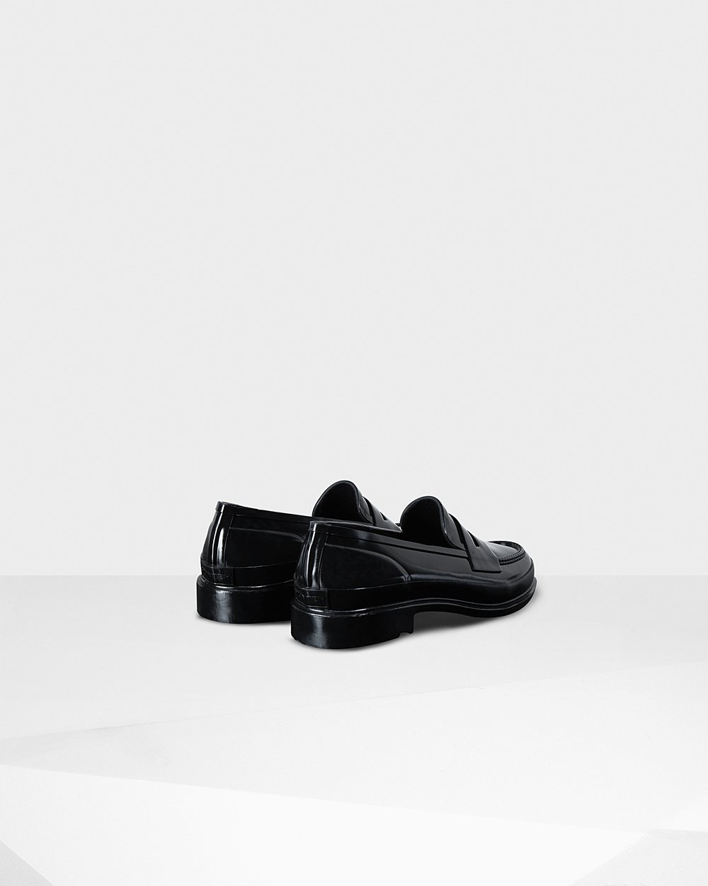 Hunter Original Gloss Penny Loafers - Store Womens Black - NLRUXW178